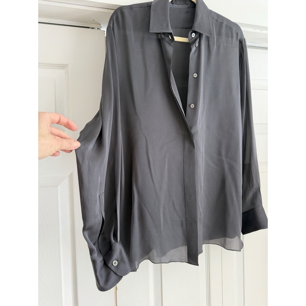 The Row Silk Shirt Semi Sheer Size S Black Oversized - Picture 3 of 14